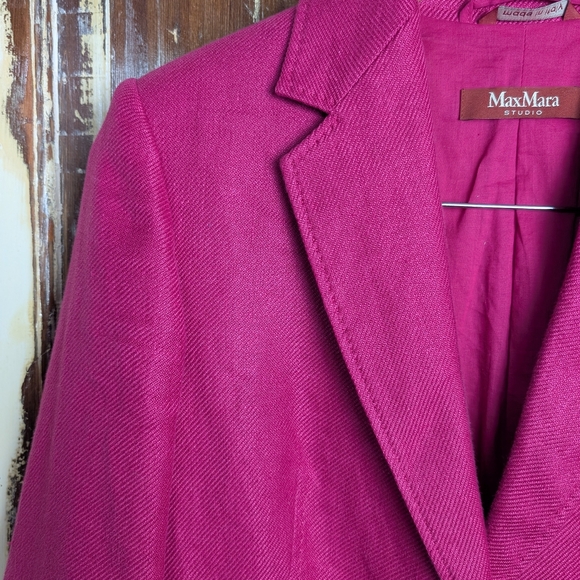 MaxMara Studio Italian Linen Blazer – Fuchsia Tailored Jacket – XXS/XS - Picture 9 of 13